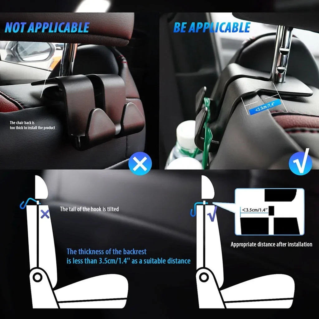 2PCS metal Car Seat Headrest Hook