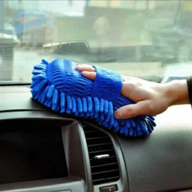 Blue Car Wash Mitt, Premium Chenille Microfiber Wash Sponge