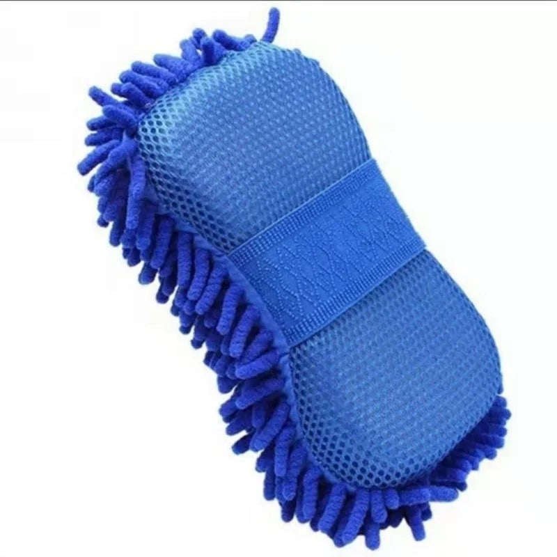 Blue Car Wash Mitt, Premium Chenille Microfiber Wash Sponge