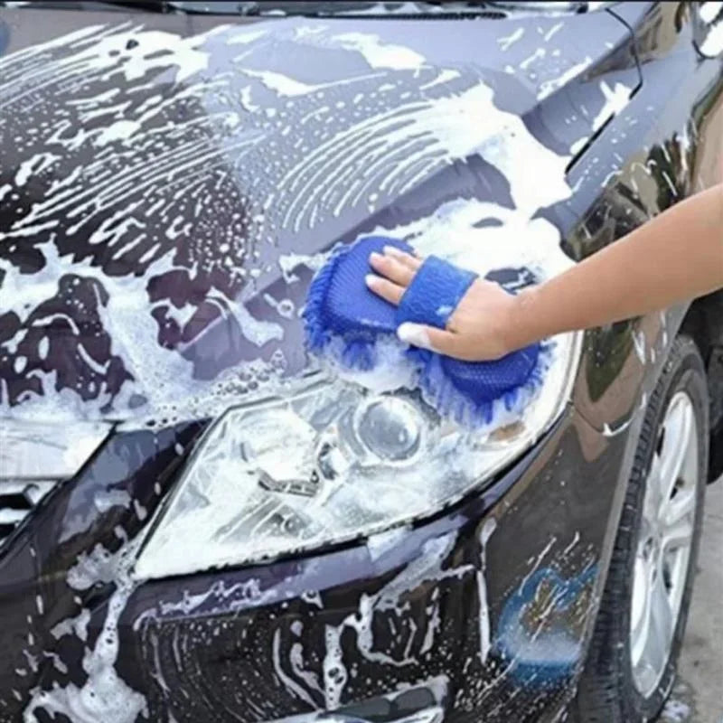 Blue Car Wash Mitt, Premium Chenille Microfiber Wash Sponge